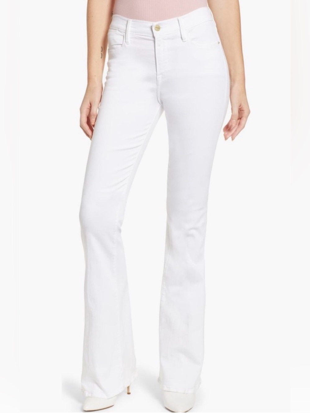 FRAME Denim Le High Flare Classic White Jeans size 27